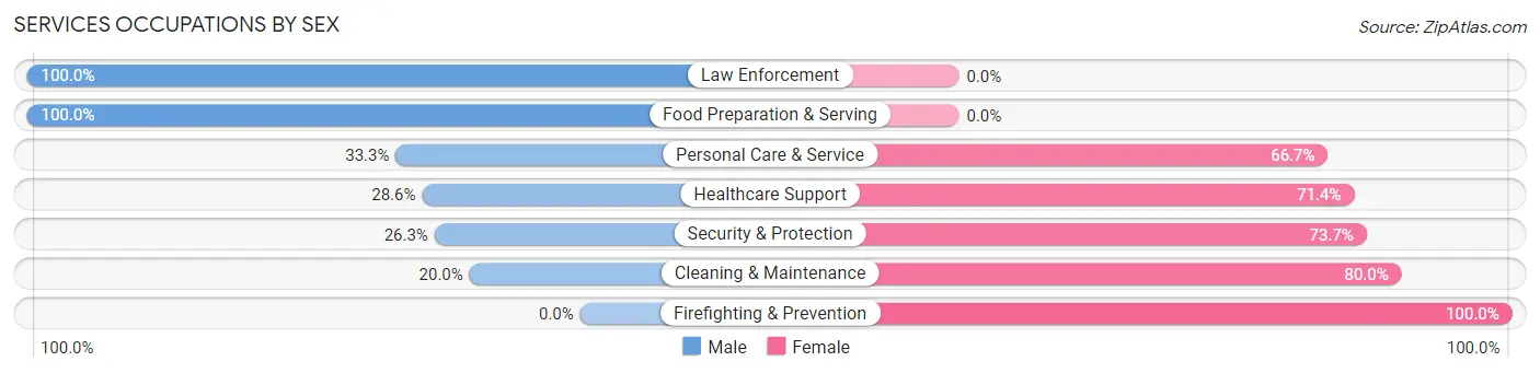 Services Occupations by Sex in Zip Code 93526