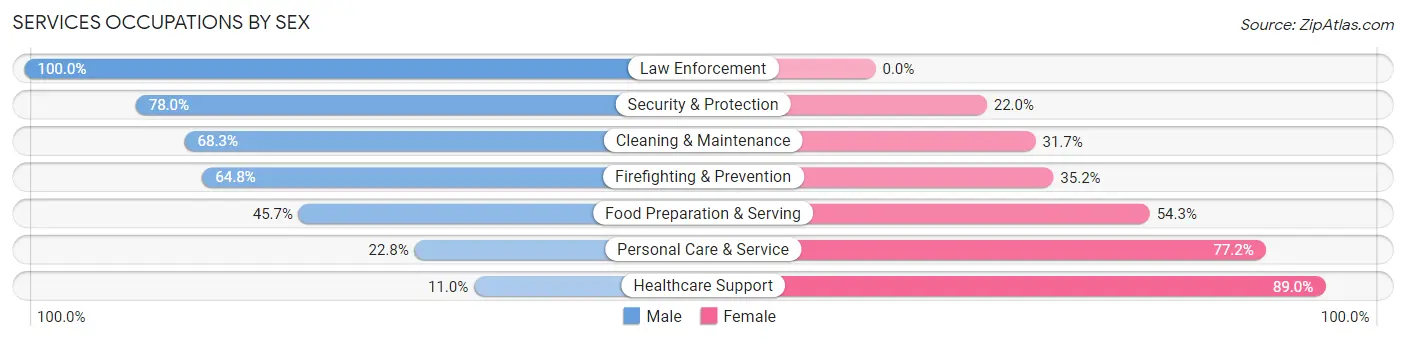 Services Occupations by Sex in Zip Code 93635