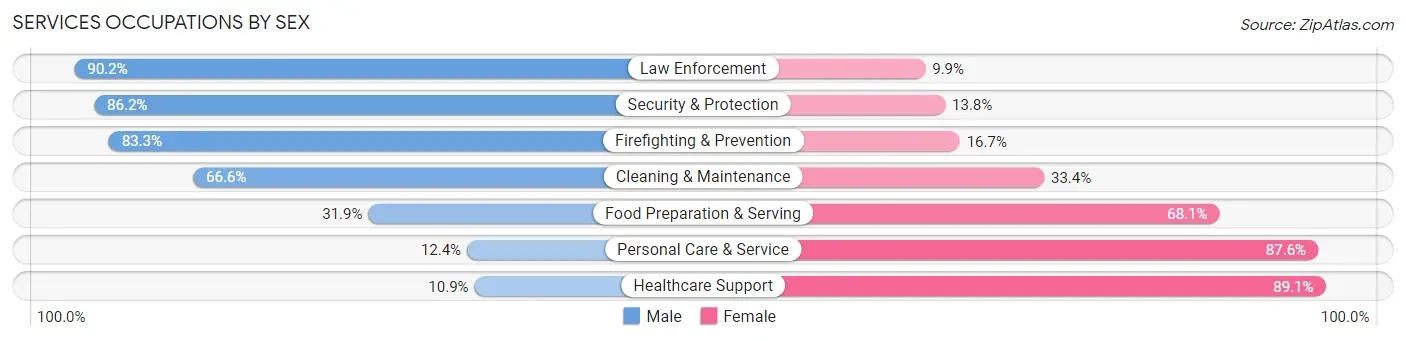 Services Occupations by Sex in Zip Code 93638