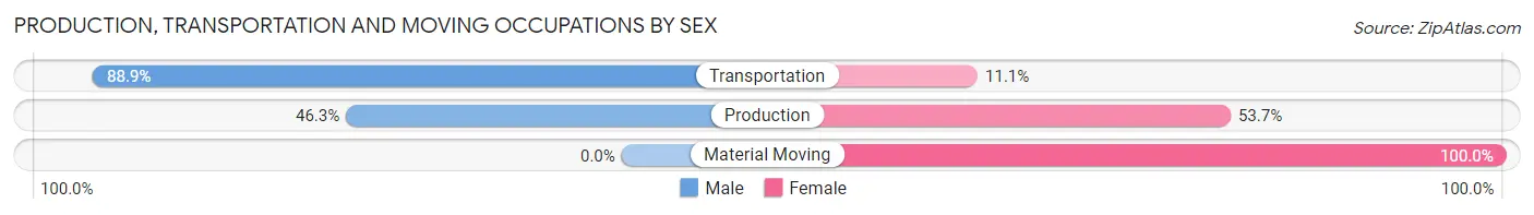 Production, Transportation and Moving Occupations by Sex in Zip Code 94065