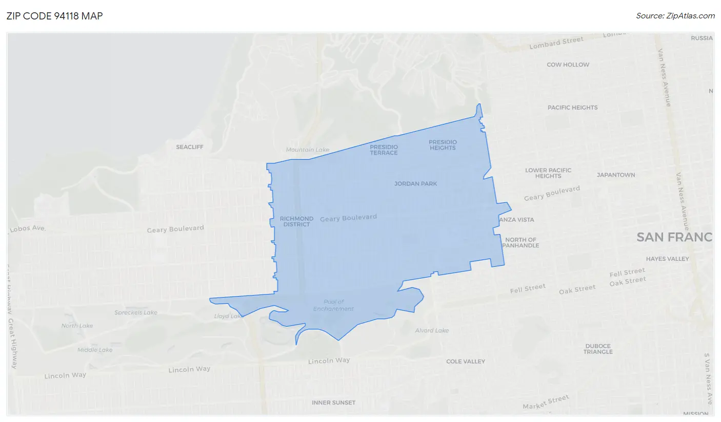 Zip Code 94118 Map