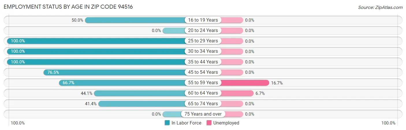 Employment Status by Age in Zip Code 94516