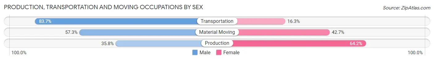 Production, Transportation and Moving Occupations by Sex in Zip Code 94619