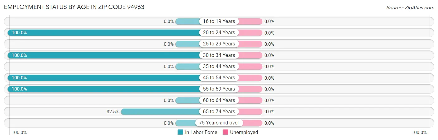 Employment Status by Age in Zip Code 94963
