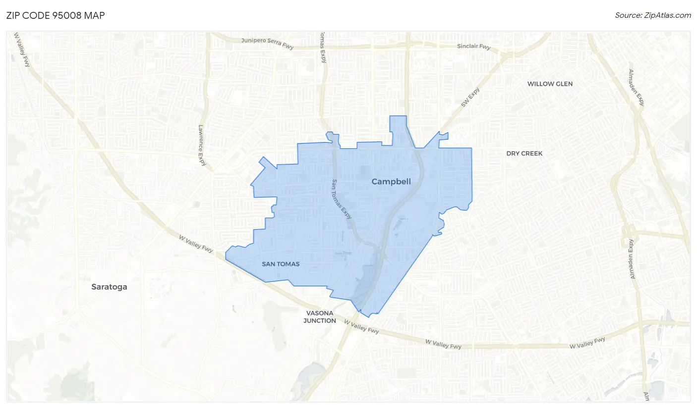 Zip Code 95008 Map