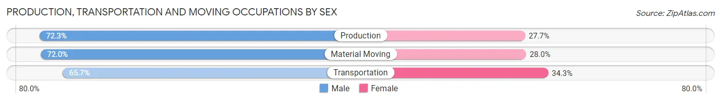 Production, Transportation and Moving Occupations by Sex in Zip Code 95060