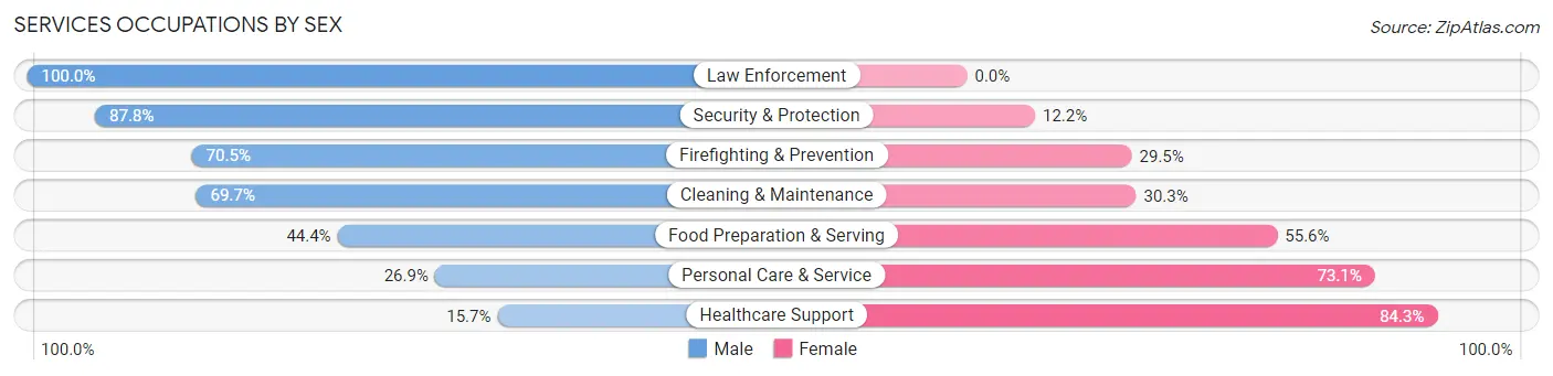 Services Occupations by Sex in Zip Code 95209