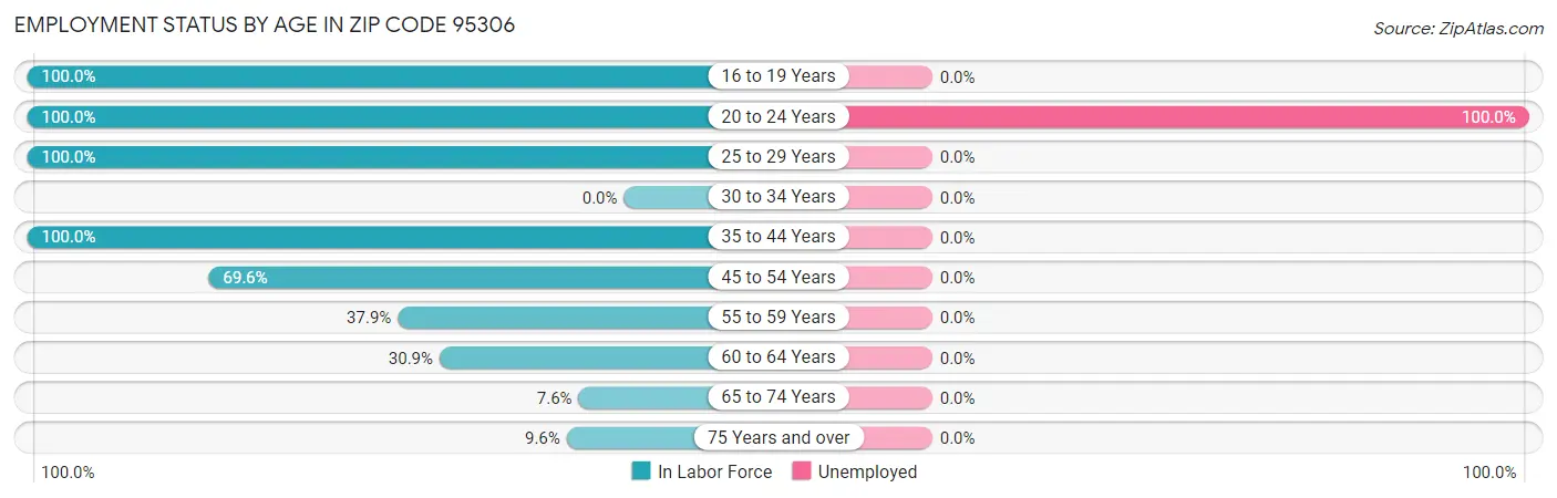 Employment Status by Age in Zip Code 95306