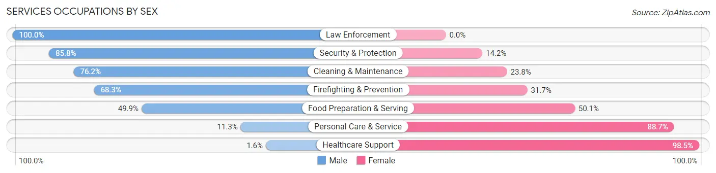 Services Occupations by Sex in Zip Code 95405