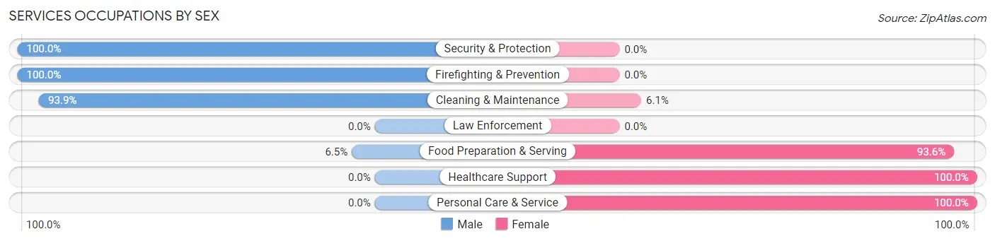 Services Occupations by Sex in Zip Code 95459
