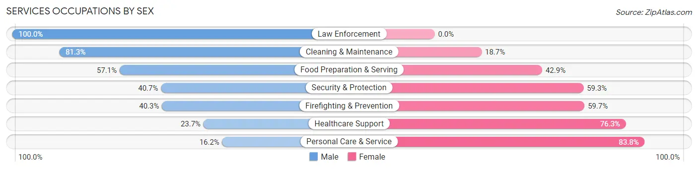 Services Occupations by Sex in Zip Code 95519