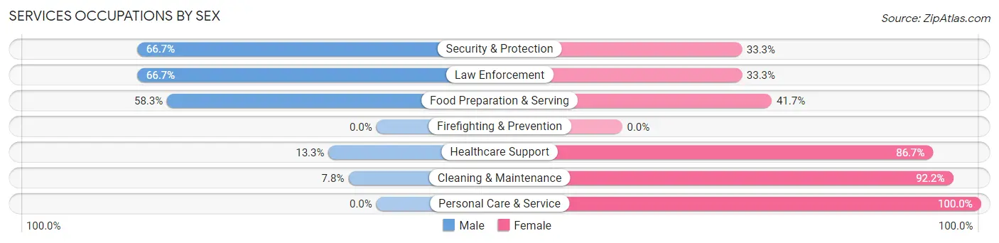 Services Occupations by Sex in Zip Code 95536