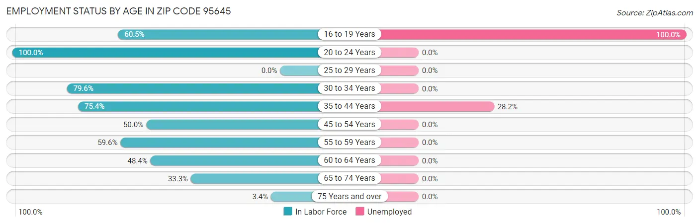 Employment Status by Age in Zip Code 95645