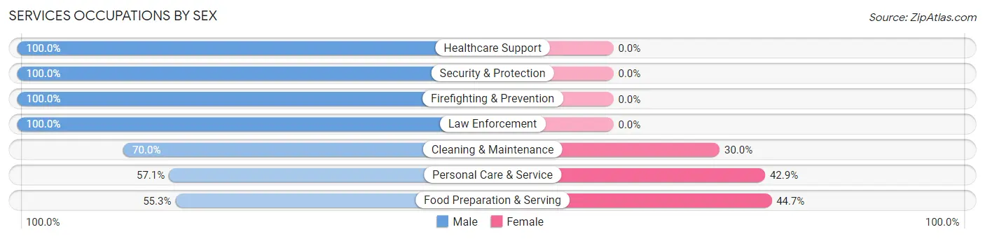 Services Occupations by Sex in Zip Code 95663