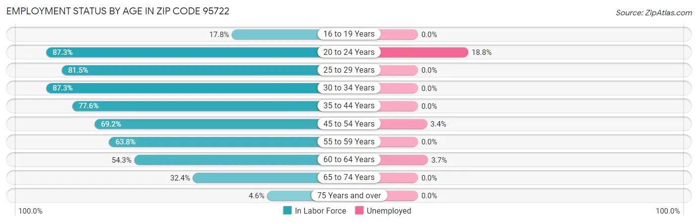 Employment Status by Age in Zip Code 95722