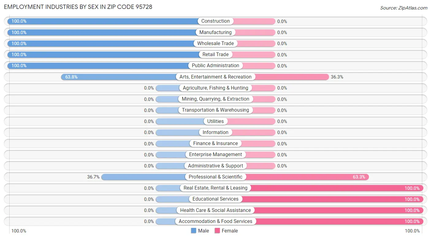 Employment Industries by Sex in Zip Code 95728