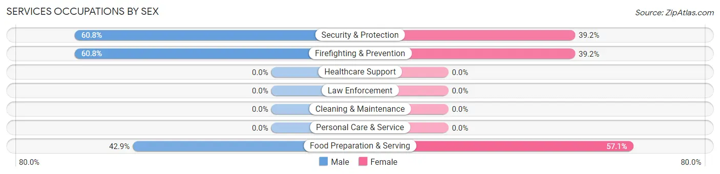Services Occupations by Sex in Zip Code 95728