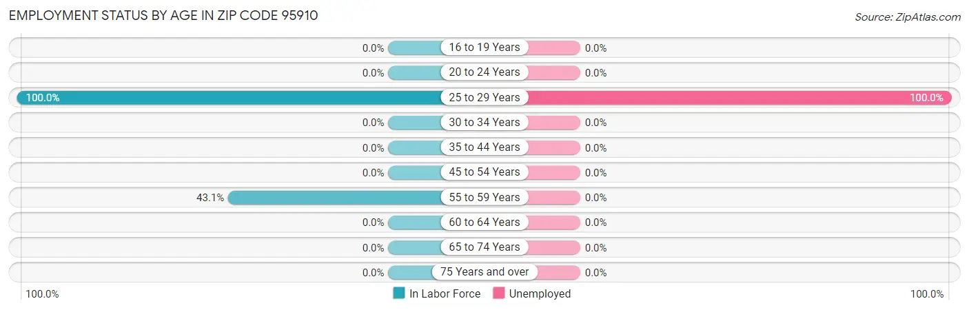 Employment Status by Age in Zip Code 95910