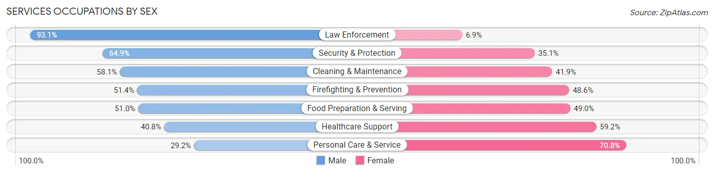 Services Occupations by Sex in Zip Code 95926