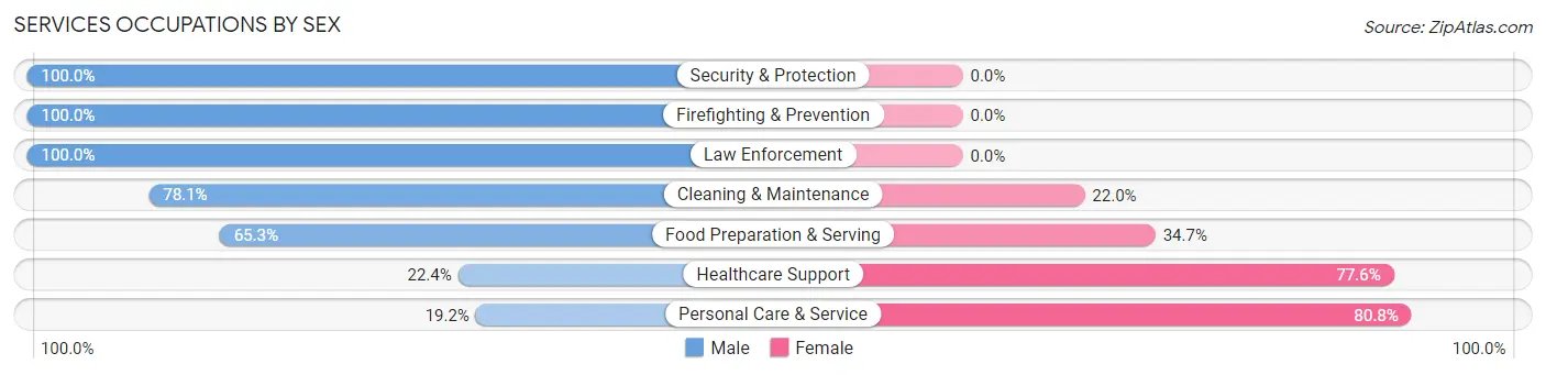 Services Occupations by Sex in Zip Code 95946