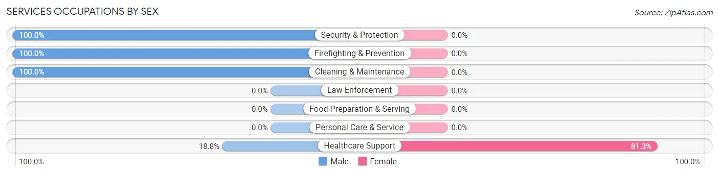 Services Occupations by Sex in Zip Code 95983