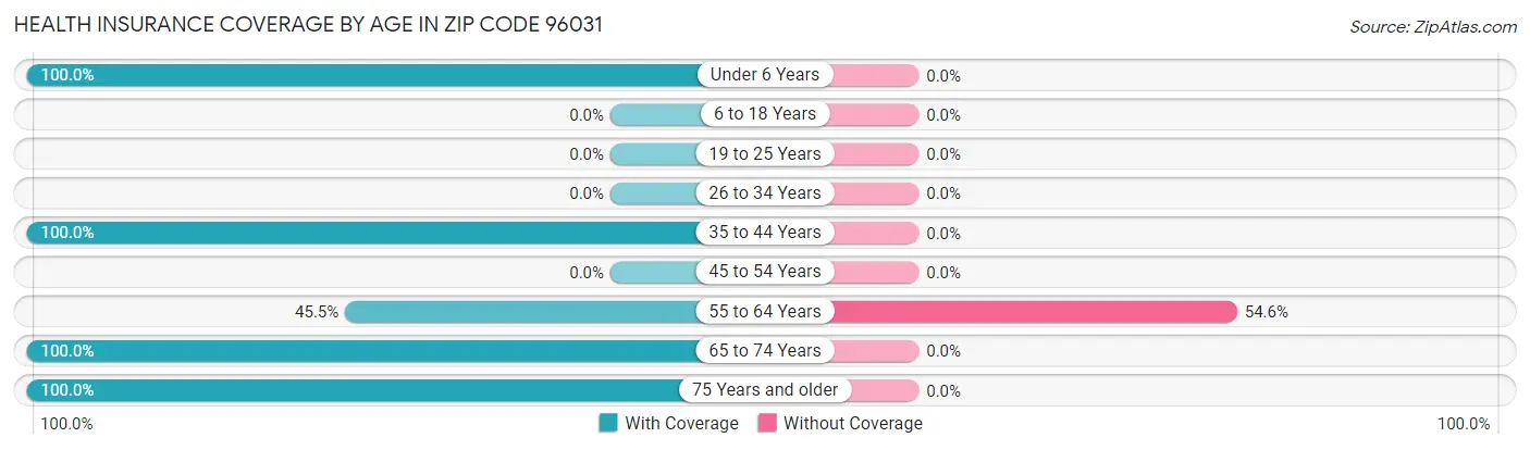Health Insurance Coverage by Age in Zip Code 96031
