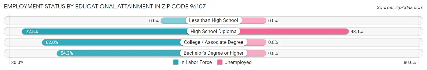 Employment Status by Educational Attainment in Zip Code 96107