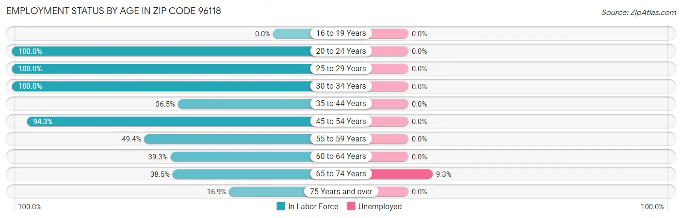 Employment Status by Age in Zip Code 96118