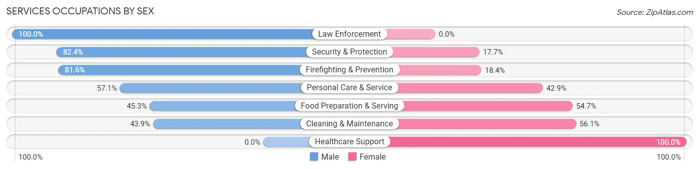 Services Occupations by Sex in Zip Code 96145