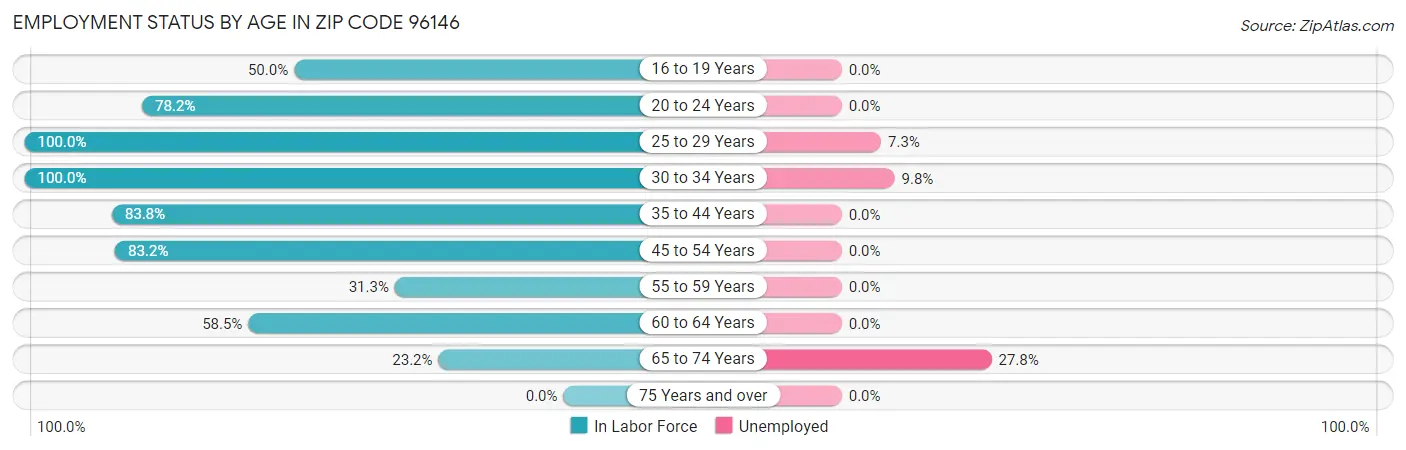 Employment Status by Age in Zip Code 96146