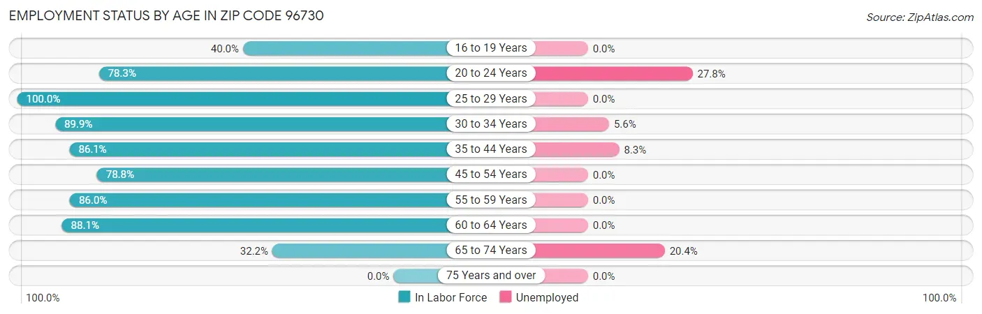 Employment Status by Age in Zip Code 96730
