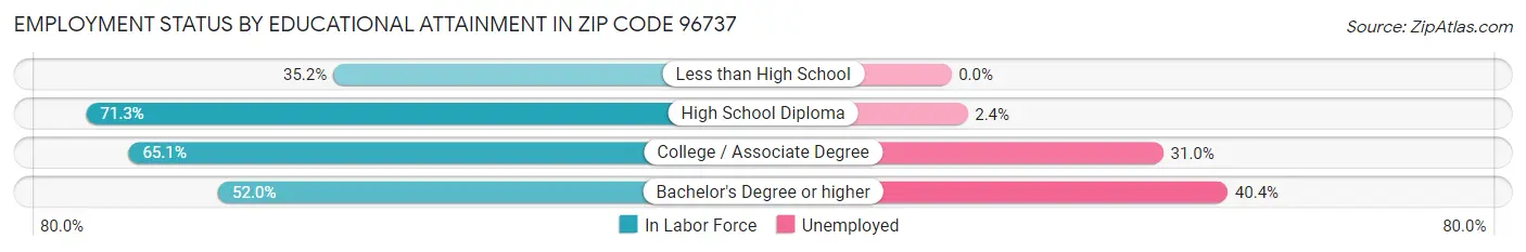 Employment Status by Educational Attainment in Zip Code 96737