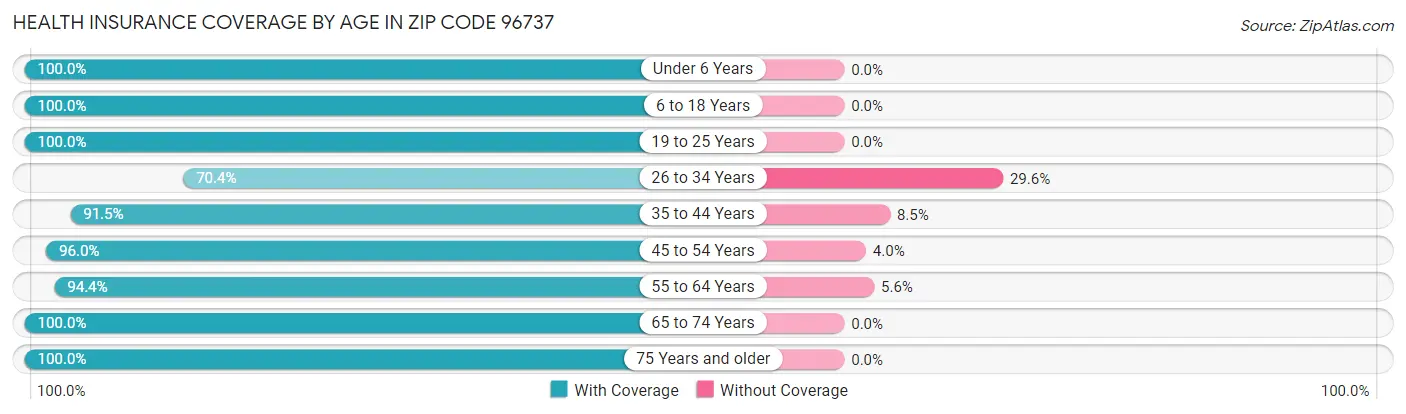 Health Insurance Coverage by Age in Zip Code 96737