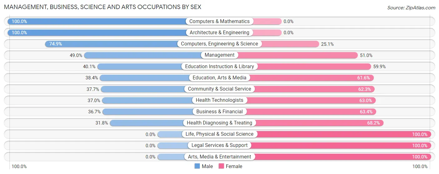 Management, Business, Science and Arts Occupations by Sex in Zip Code 96766