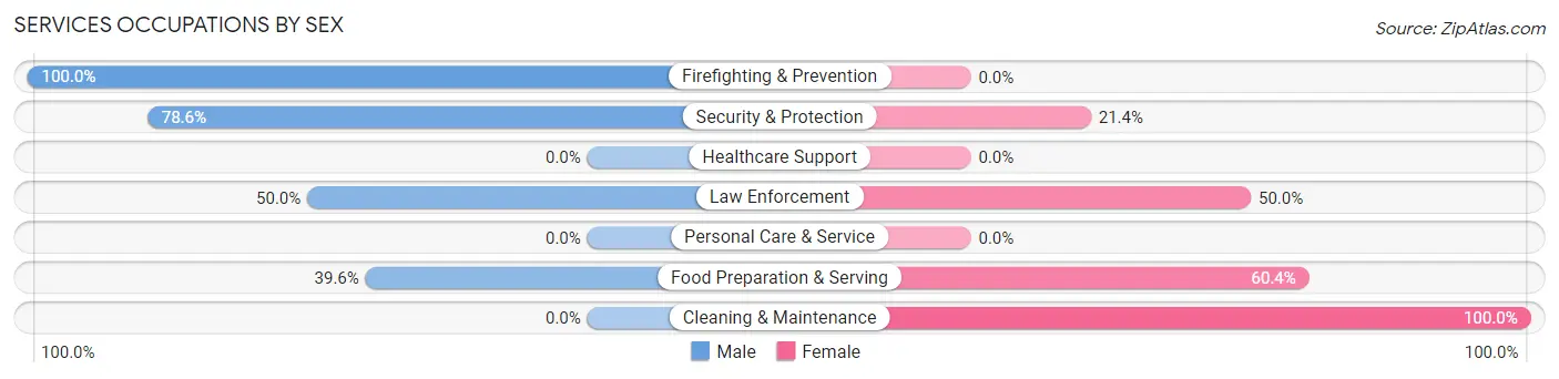 Services Occupations by Sex in Zip Code 97049