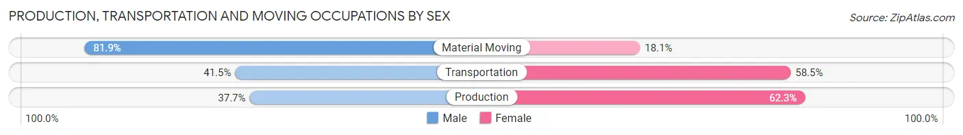 Production, Transportation and Moving Occupations by Sex in Zip Code 98004
