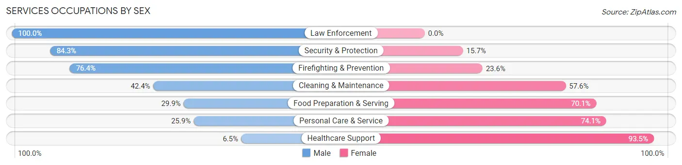 Services Occupations by Sex in Zip Code 98022