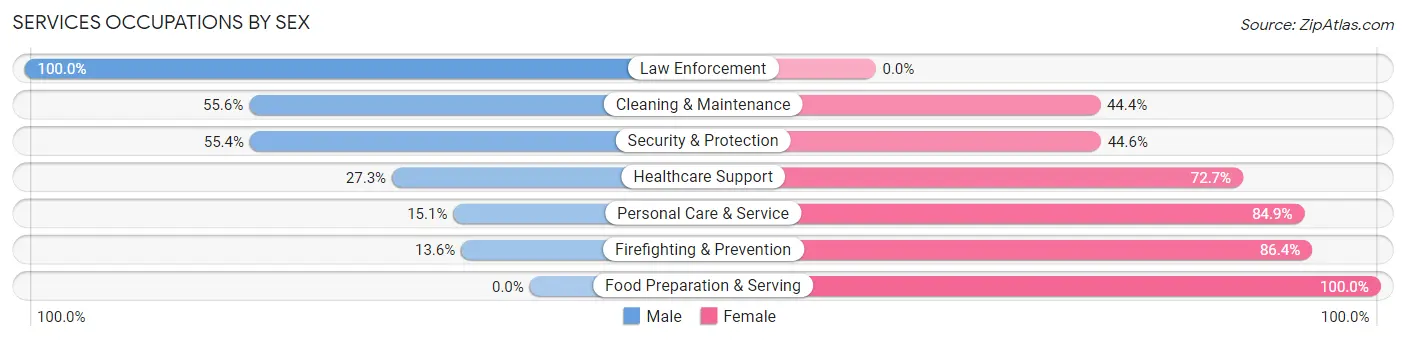 Services Occupations by Sex in Zip Code 98077