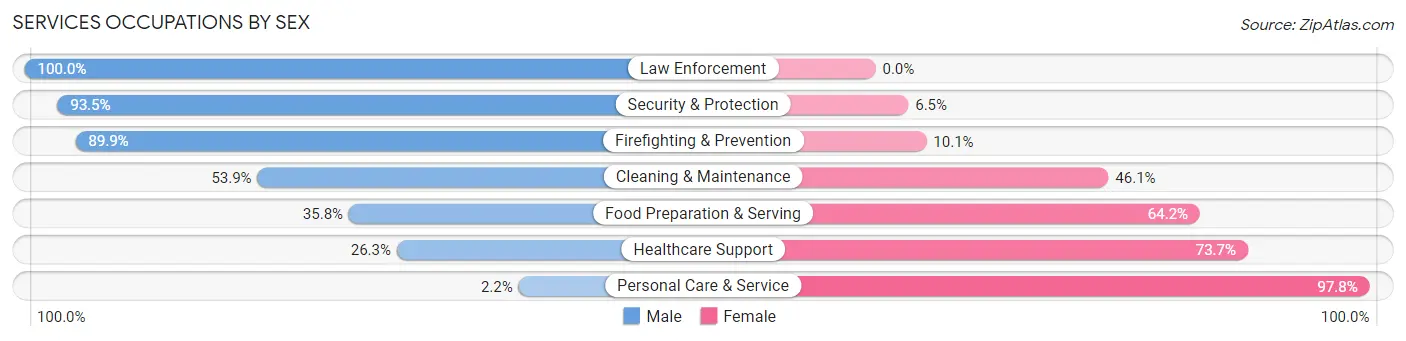 Services Occupations by Sex in Zip Code 98087