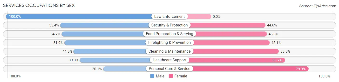 Services Occupations by Sex in Zip Code 98103
