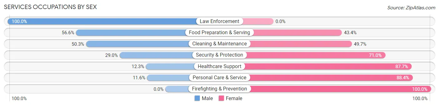 Services Occupations by Sex in Zip Code 98126