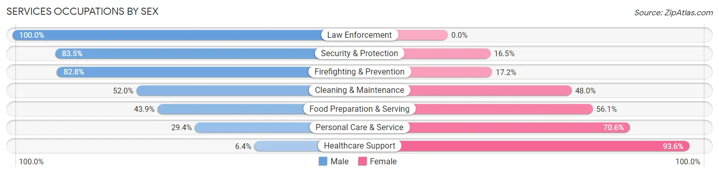 Services Occupations by Sex in Zip Code 98168