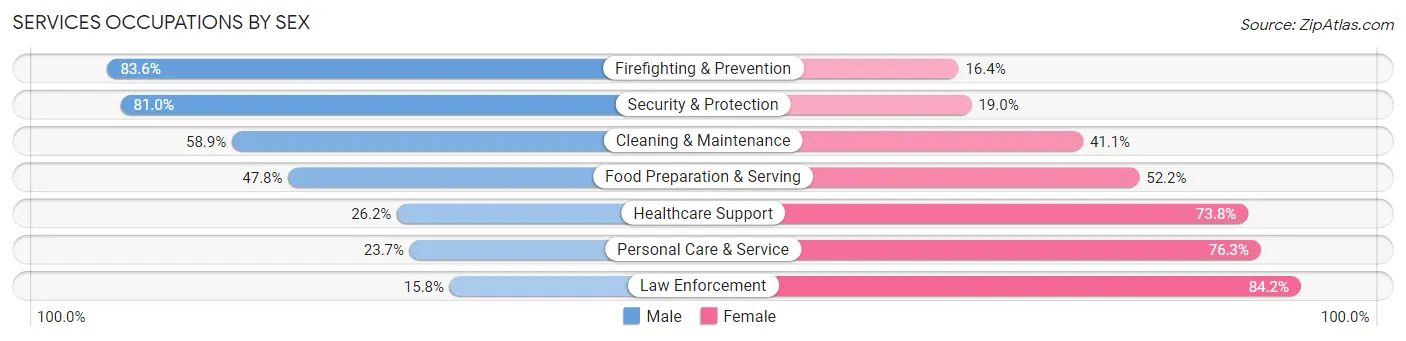 Services Occupations by Sex in Zip Code 98198
