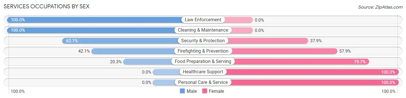 Services Occupations by Sex in Zip Code 98241