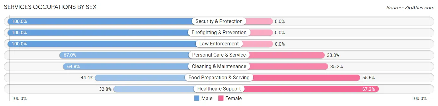 Services Occupations by Sex in Zip Code 98251