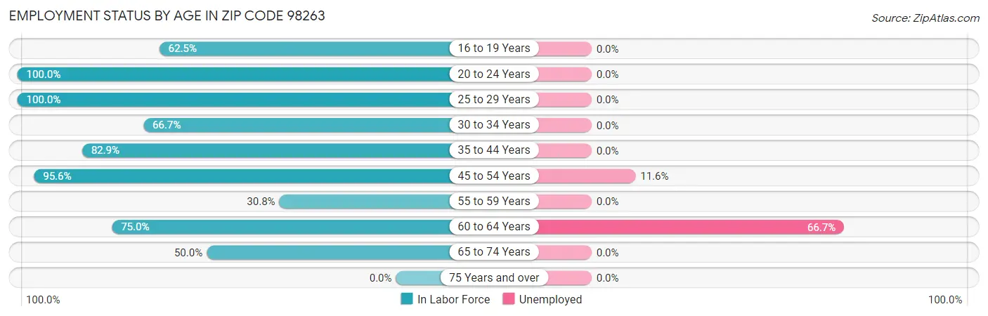 Employment Status by Age in Zip Code 98263