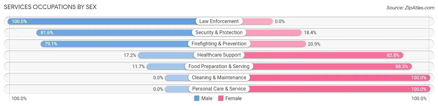 Services Occupations by Sex in Zip Code 98380