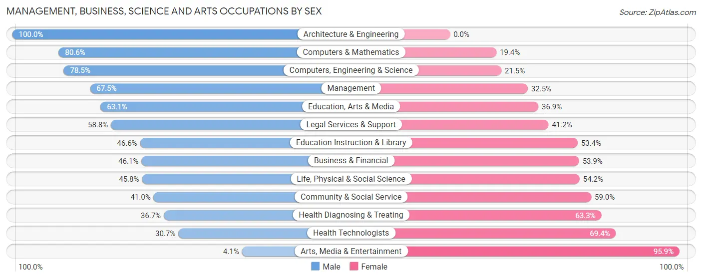 Management, Business, Science and Arts Occupations by Sex in Zip Code 98382