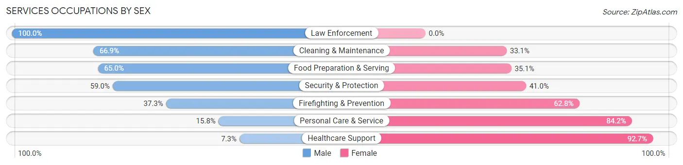 Services Occupations by Sex in Zip Code 98383