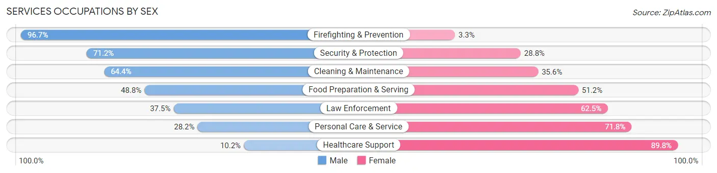 Services Occupations by Sex in Zip Code 98387